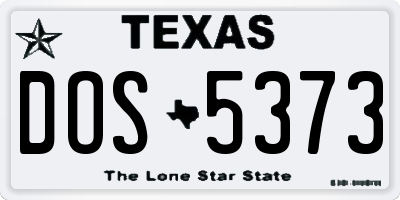 TX license plate DOS5373