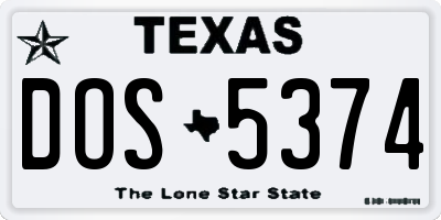 TX license plate DOS5374
