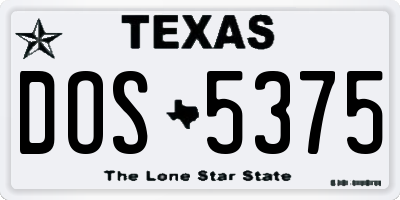 TX license plate DOS5375