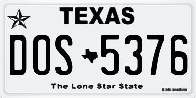 TX license plate DOS5376