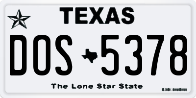 TX license plate DOS5378