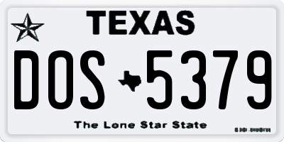 TX license plate DOS5379