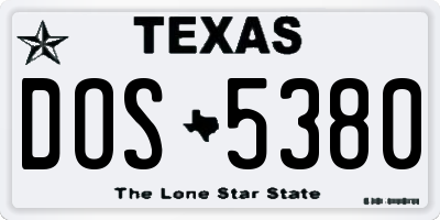 TX license plate DOS5380