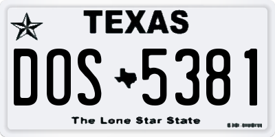 TX license plate DOS5381