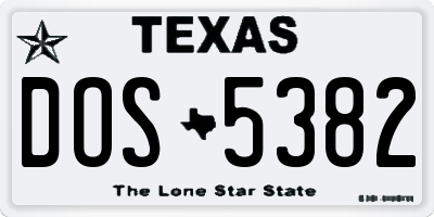 TX license plate DOS5382