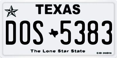 TX license plate DOS5383