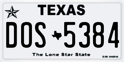 TX license plate DOS5384