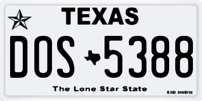TX license plate DOS5388