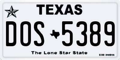TX license plate DOS5389