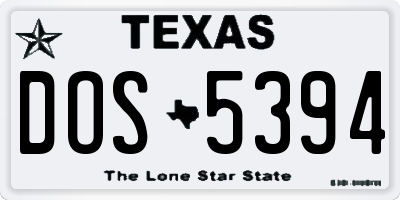 TX license plate DOS5394