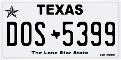 TX license plate DOS5399