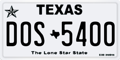 TX license plate DOS5400