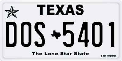 TX license plate DOS5401