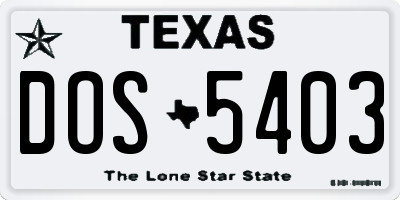 TX license plate DOS5403