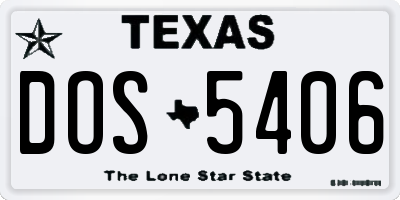 TX license plate DOS5406