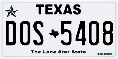 TX license plate DOS5408