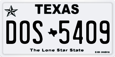 TX license plate DOS5409