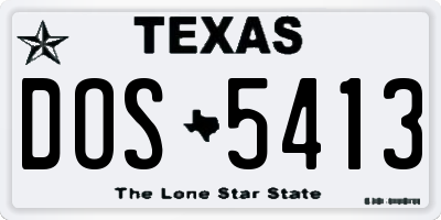 TX license plate DOS5413
