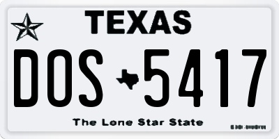 TX license plate DOS5417