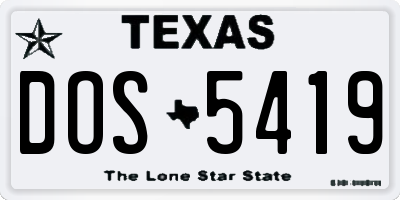 TX license plate DOS5419