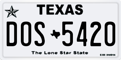 TX license plate DOS5420