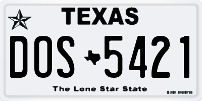 TX license plate DOS5421