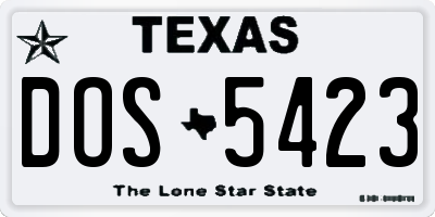 TX license plate DOS5423