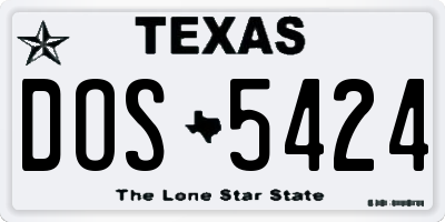 TX license plate DOS5424