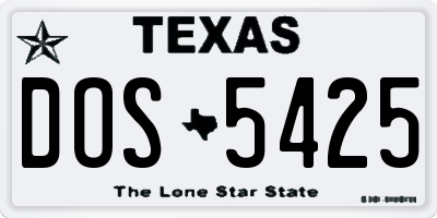 TX license plate DOS5425