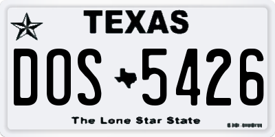 TX license plate DOS5426