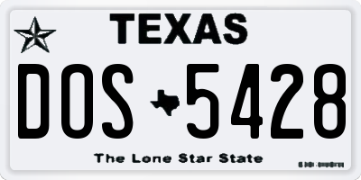 TX license plate DOS5428