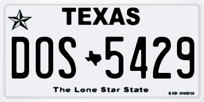 TX license plate DOS5429