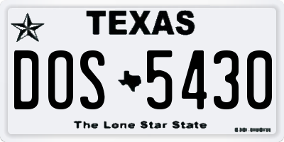 TX license plate DOS5430