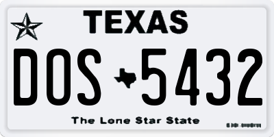 TX license plate DOS5432