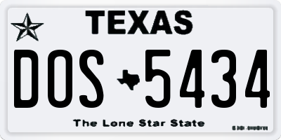 TX license plate DOS5434