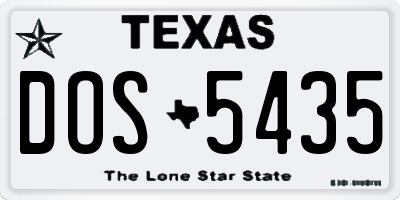 TX license plate DOS5435