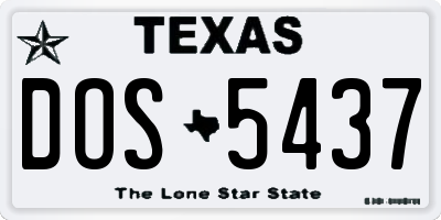 TX license plate DOS5437