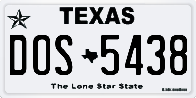 TX license plate DOS5438