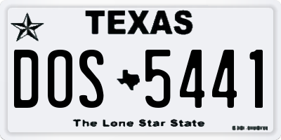 TX license plate DOS5441
