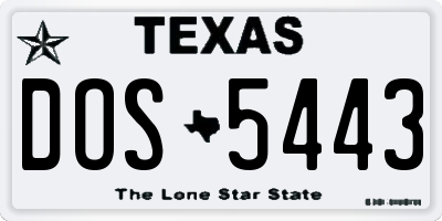 TX license plate DOS5443