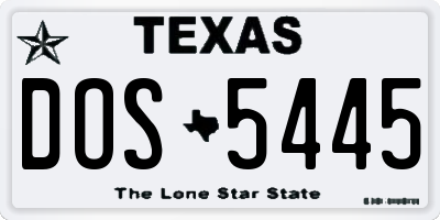 TX license plate DOS5445