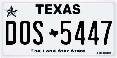 TX license plate DOS5447