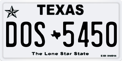 TX license plate DOS5450