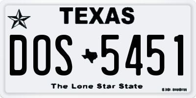TX license plate DOS5451