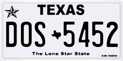 TX license plate DOS5452