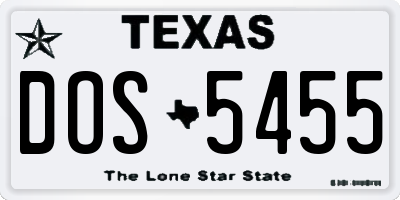 TX license plate DOS5455