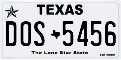 TX license plate DOS5456