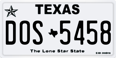 TX license plate DOS5458