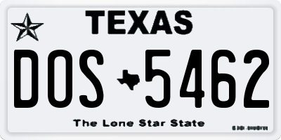 TX license plate DOS5462