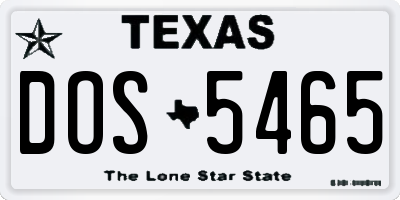 TX license plate DOS5465